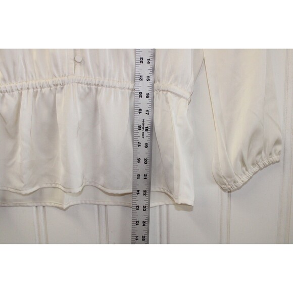 J.Crew Off White Satin Crepe Peplum Hem Blouse Size‎ 2 - Picture 9 of 10